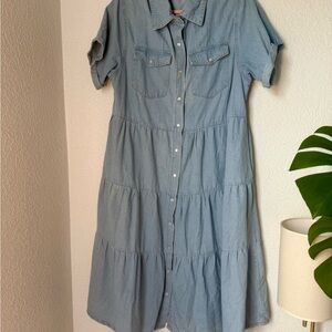 Polagram Light Blue Denim Midi Dress
